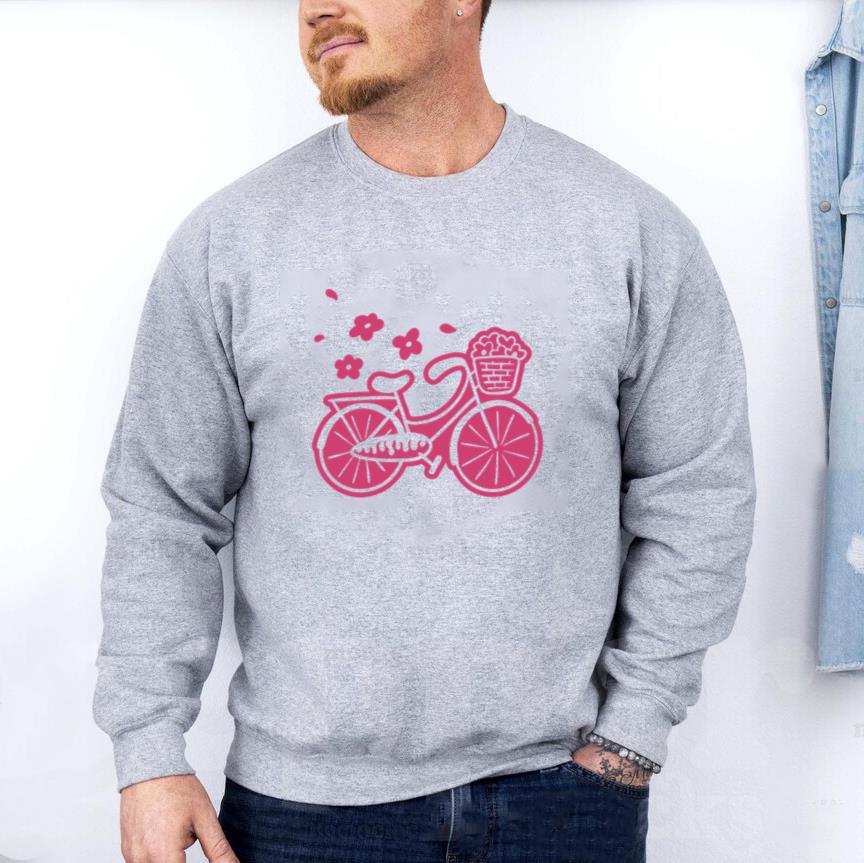 Charming Pink Bicycle Illustration With Flowers Sweatshirt