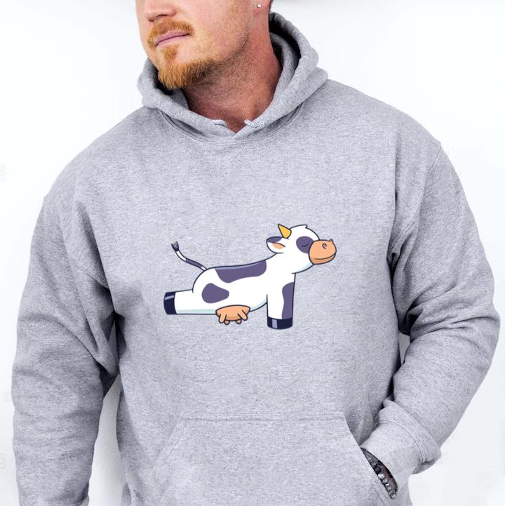 Cute Cow Doing Yoga Color Stroke Hoodie