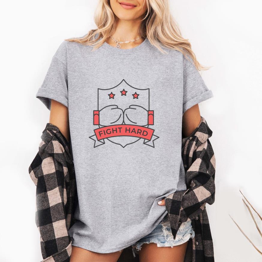 Fight Hard Glove Boxing Glove Star Colored Badge Sticker T-Shirt