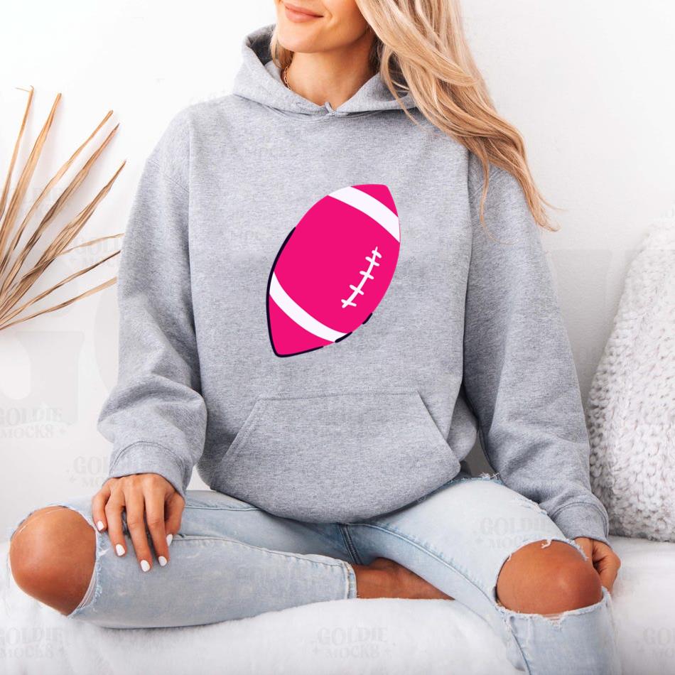 Pink Football Flat Hoodie - Image 4