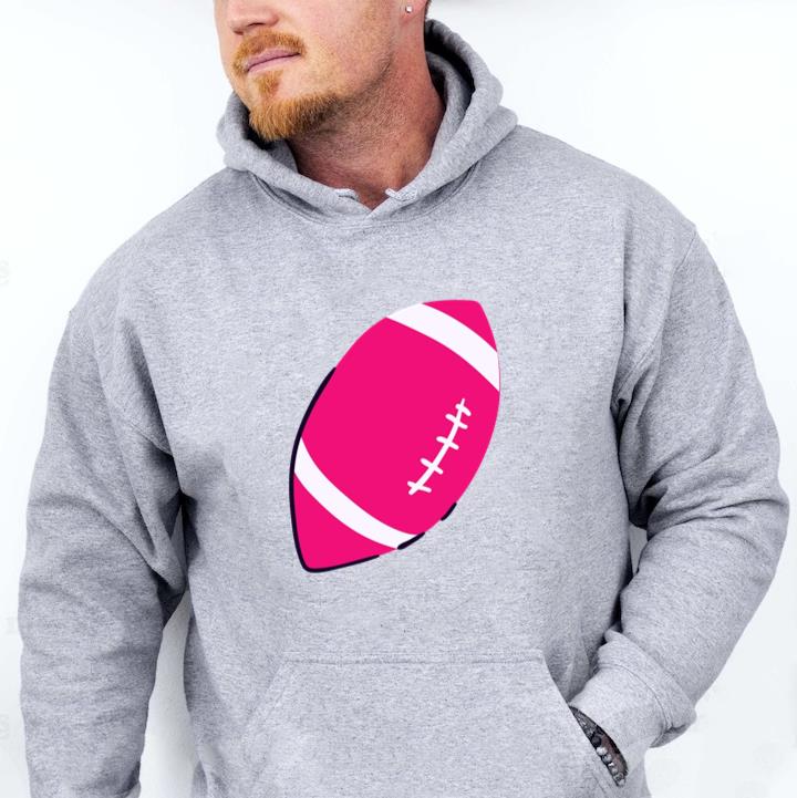 Pink Football Flat Hoodie