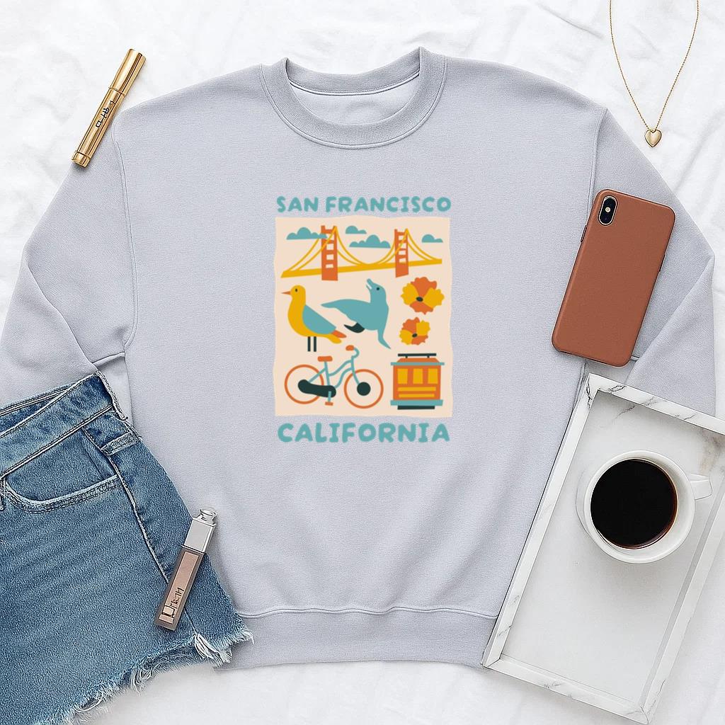 San Francisco California Landmarks Design Sweatshirt - Image 3