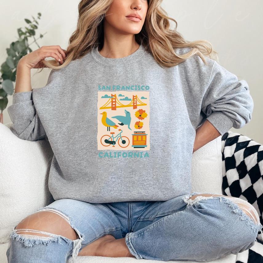 San Francisco California Landmarks Design Sweatshirt - Image 4