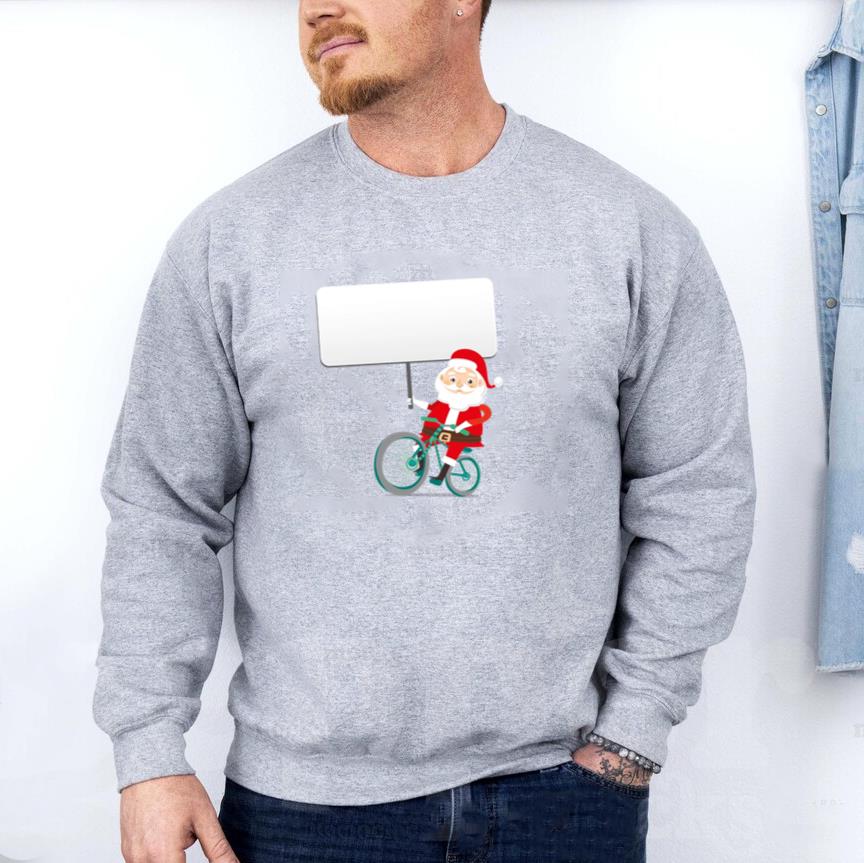 Santa Holding Banner On Bike Sweatshirt