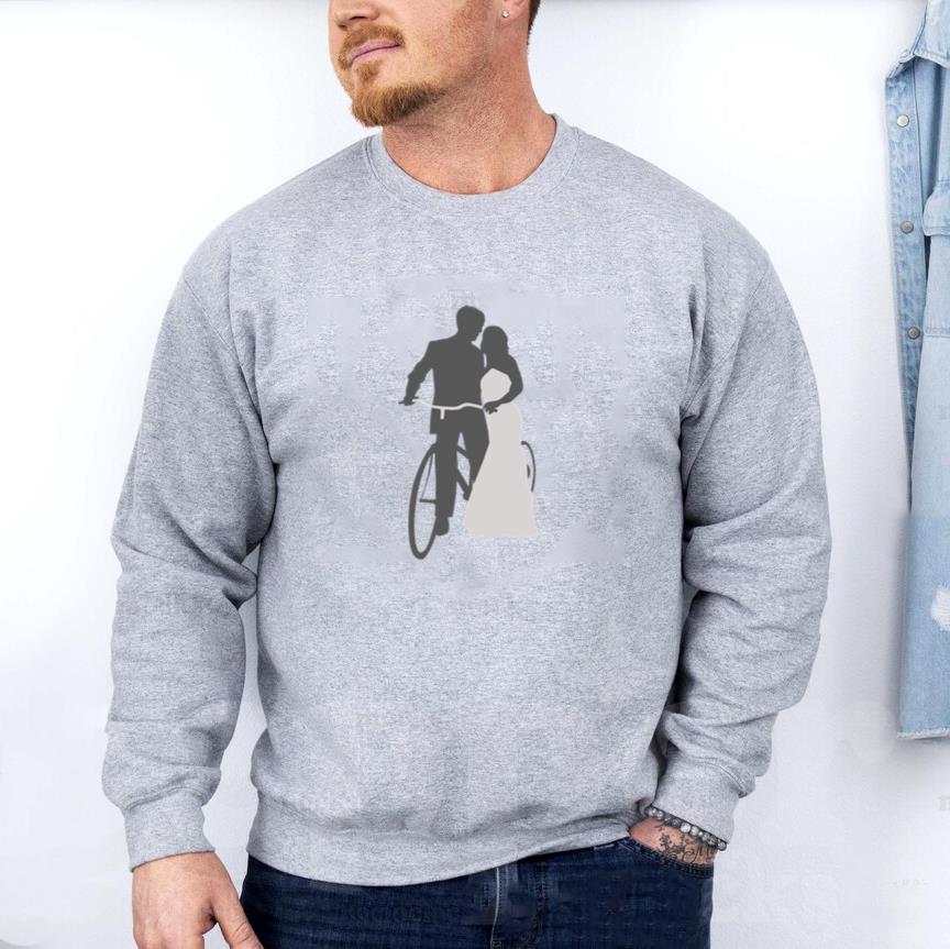 Wedding Couple Romancing With Bicycle Sweatshirt