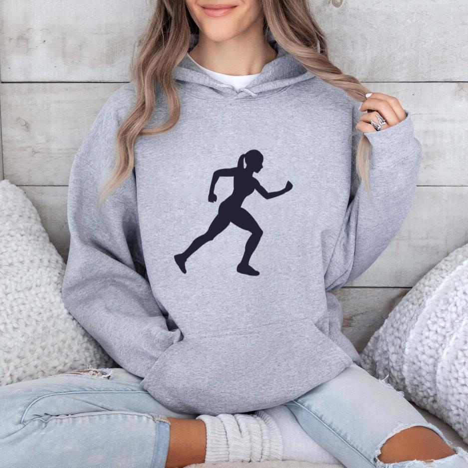 Woman Running Silhouette Design Hoodie - Image 2