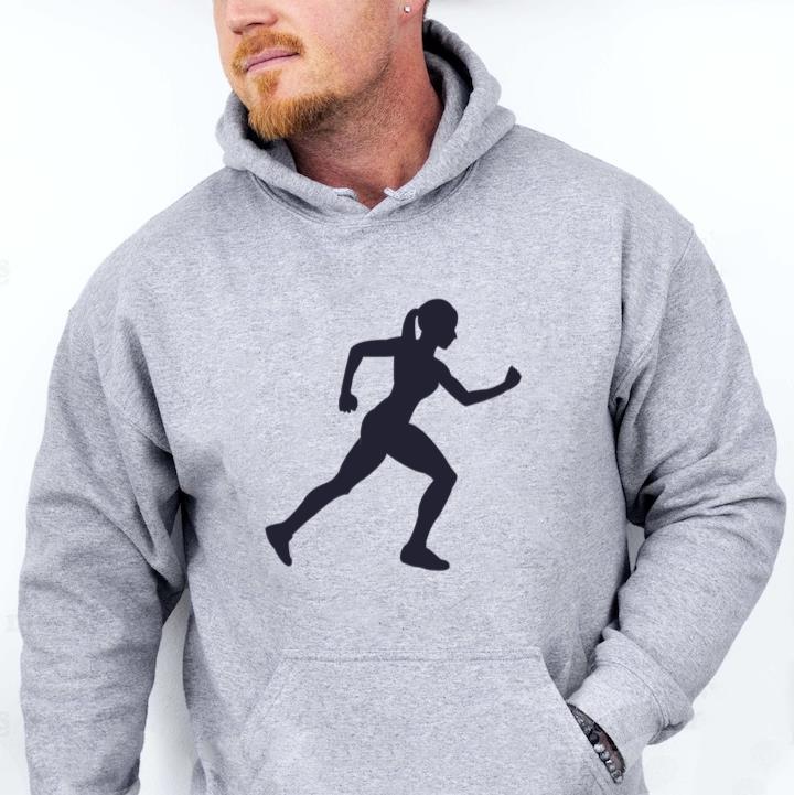 Woman Running Silhouette Design Hoodie