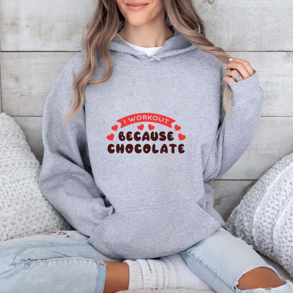 Workout Because Chocolate Phrase Hoodie - Image 2