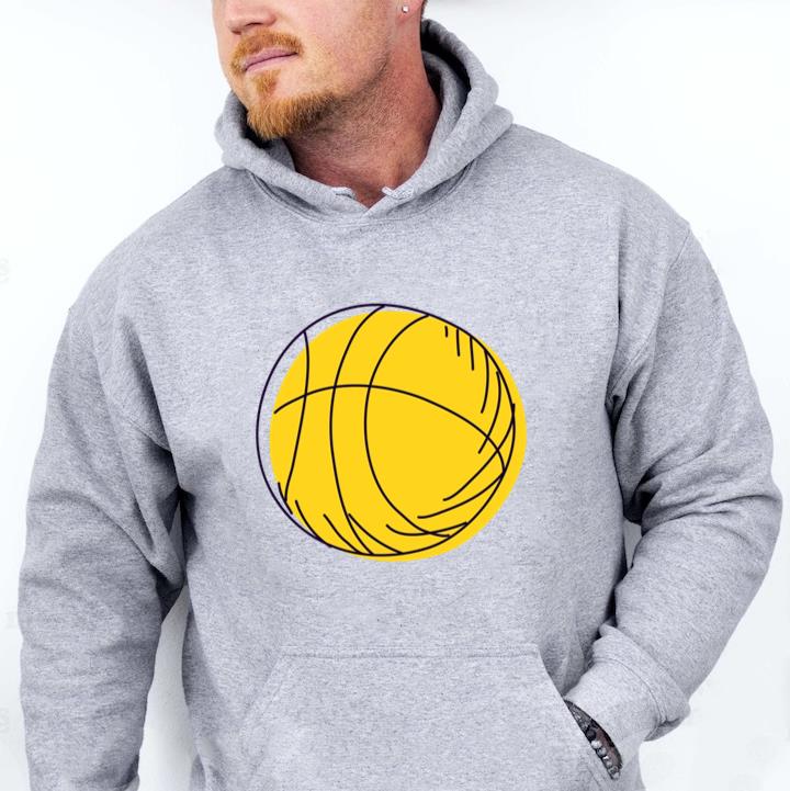 Yellow Basket Ball Hand Drawn Hoodie